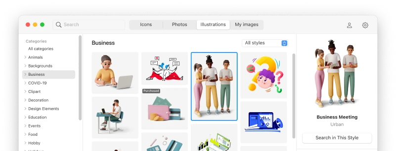 Une application de bureau gratuite avec toutes nos illustrations